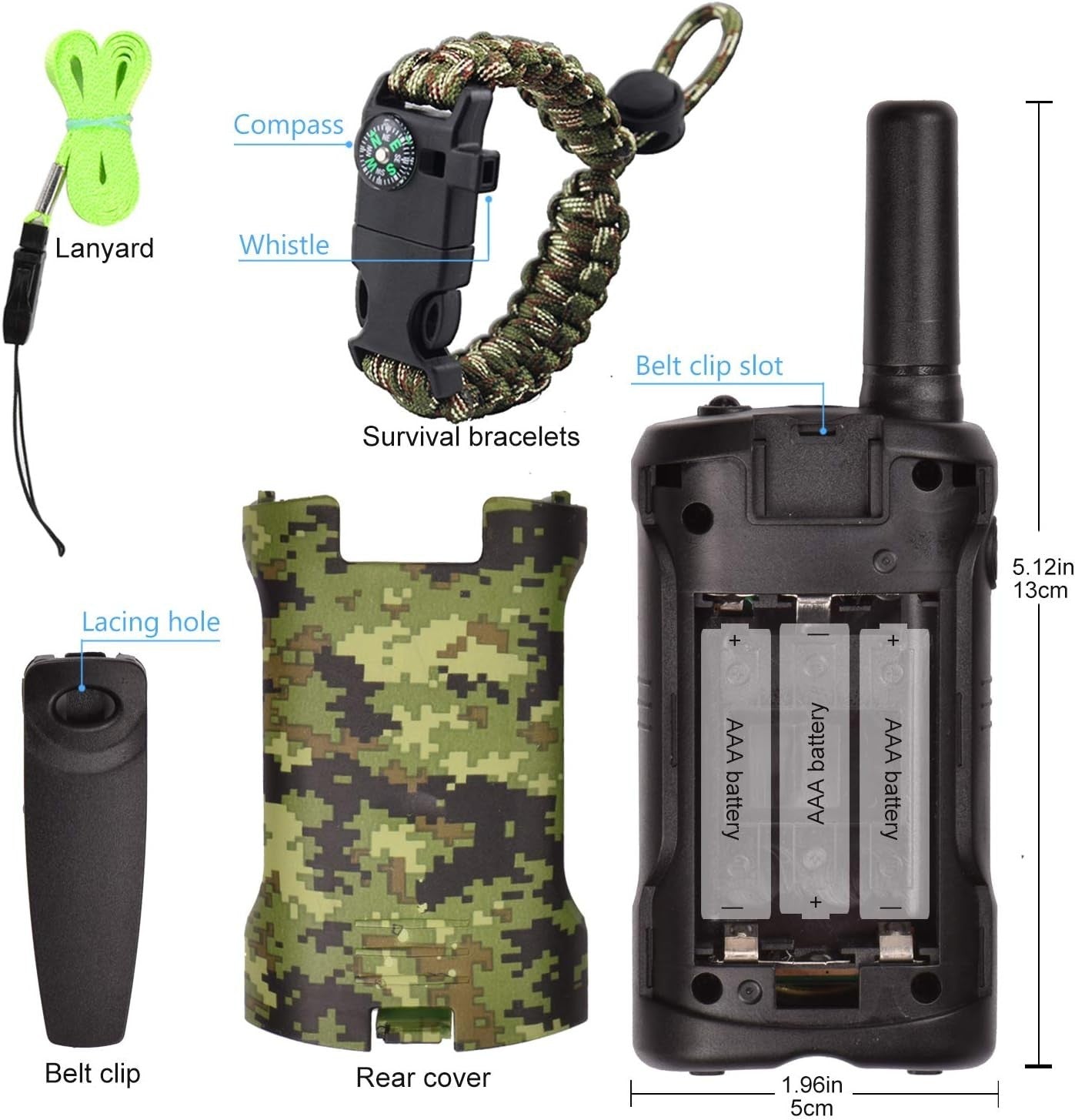 Kids Walkie Talkies 8 Channel Long Range 3KM Outdoor Toy Gift Set