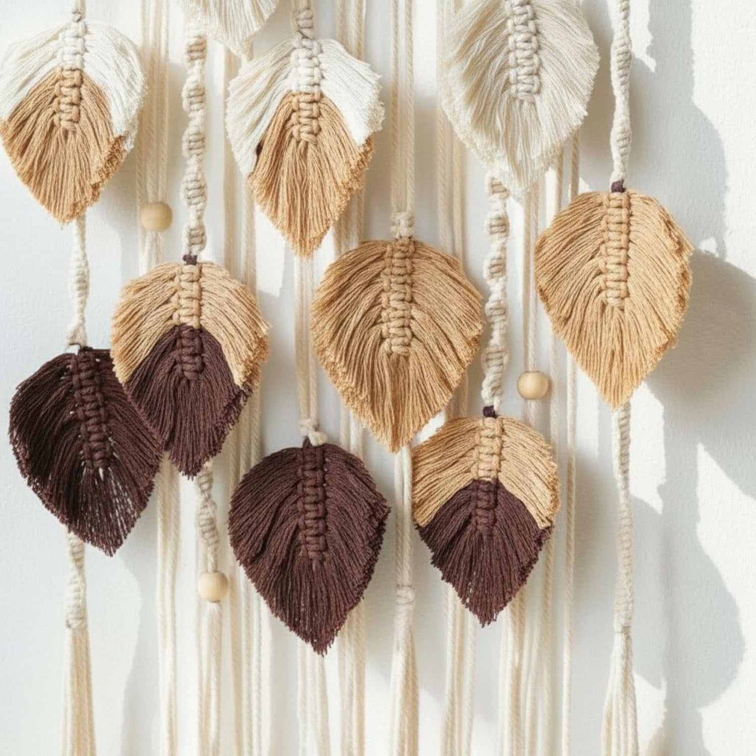Boho Macrame Leaf Wall Hanging Handmade Cotton Tapestry
