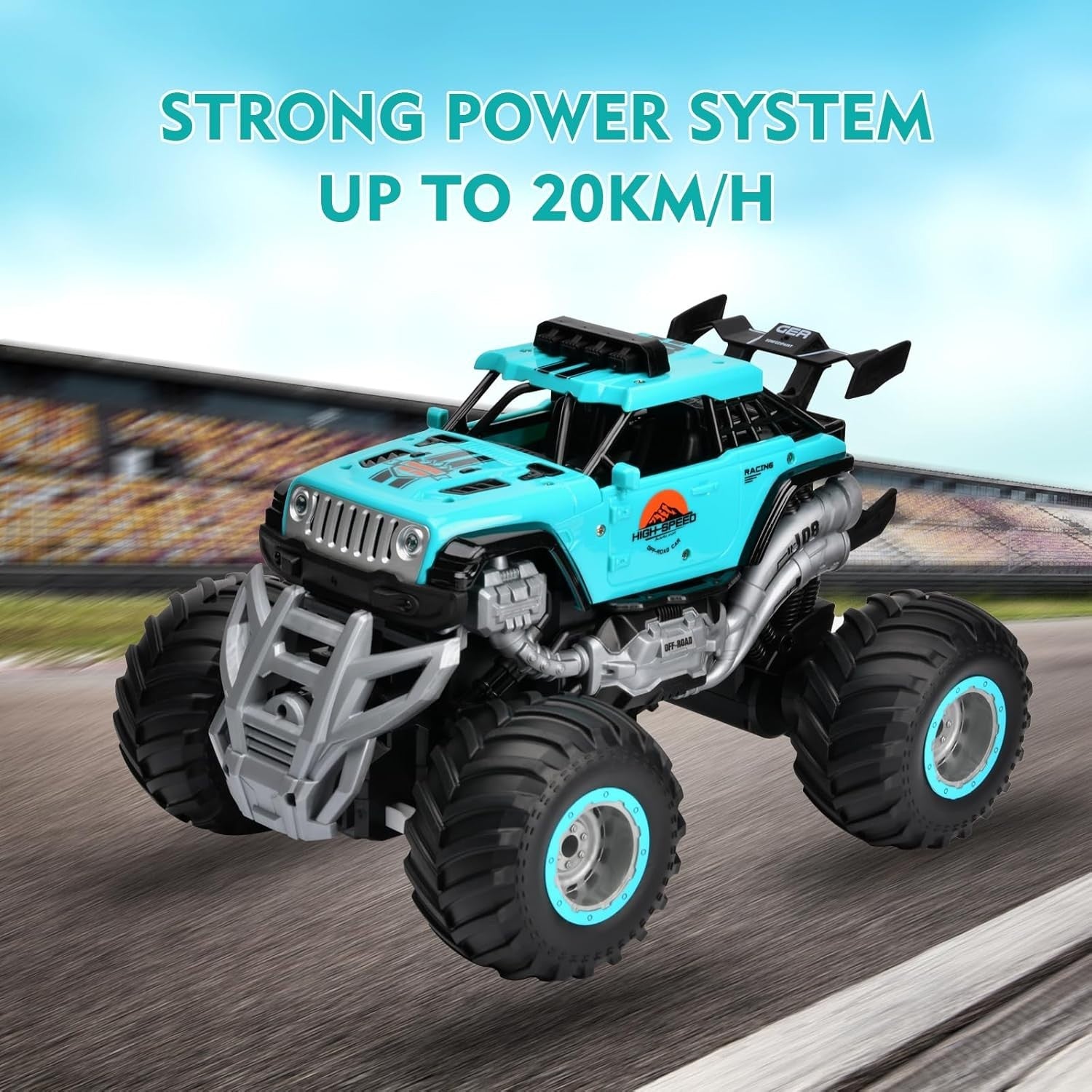 All Terrain RC Monster Truck 2.4GHz Spray Car w/ Lights Music 2 Batteries