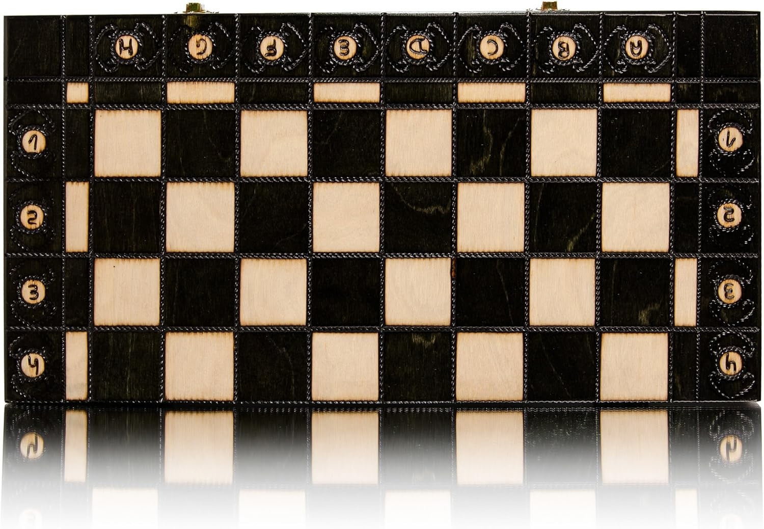 Wooden Folding Chess Board 41cm Dark Burnt Design Handcrafted Luxury Board