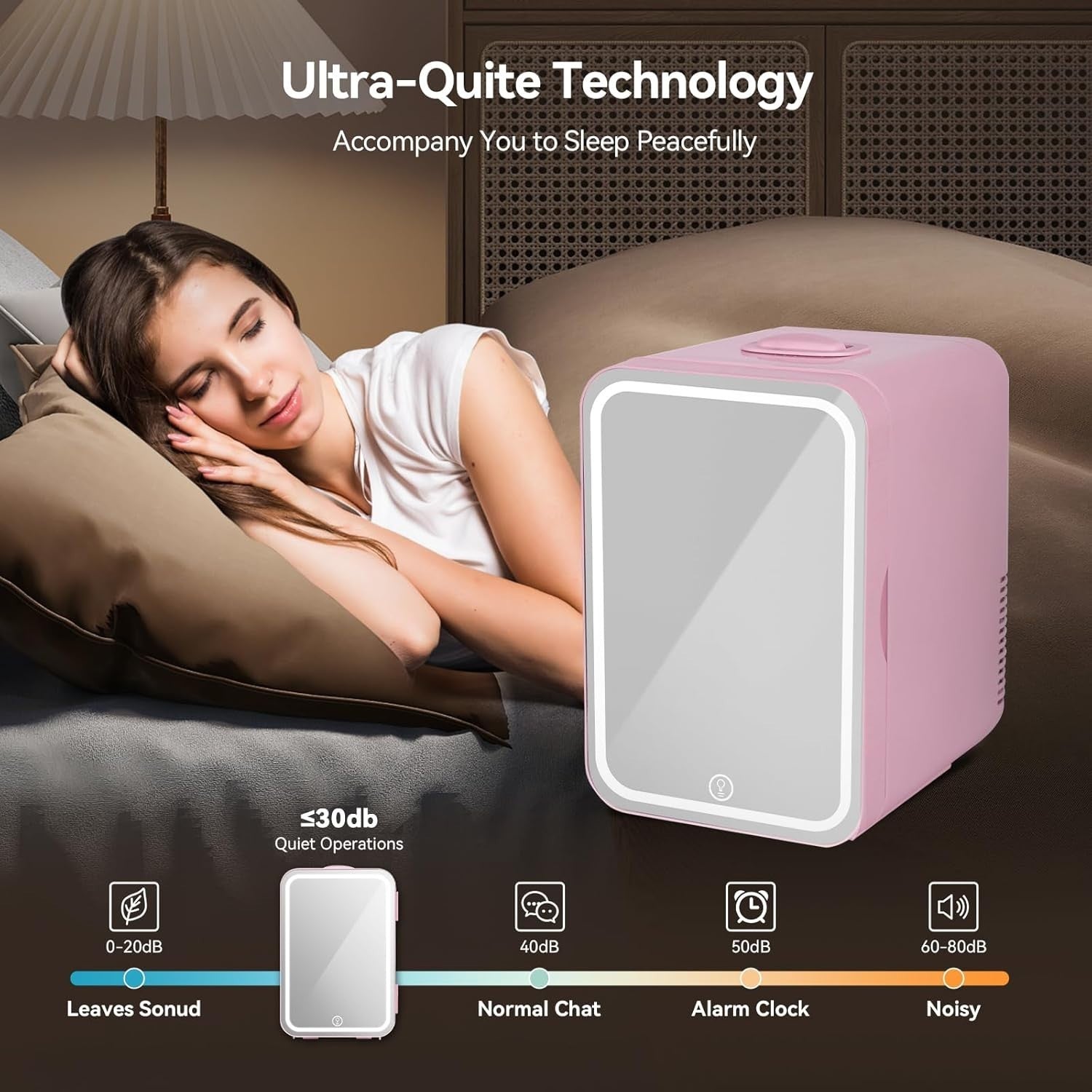8L Mini Fridge Portable Cooler & Warmer LED Mirror AC/DC Pink