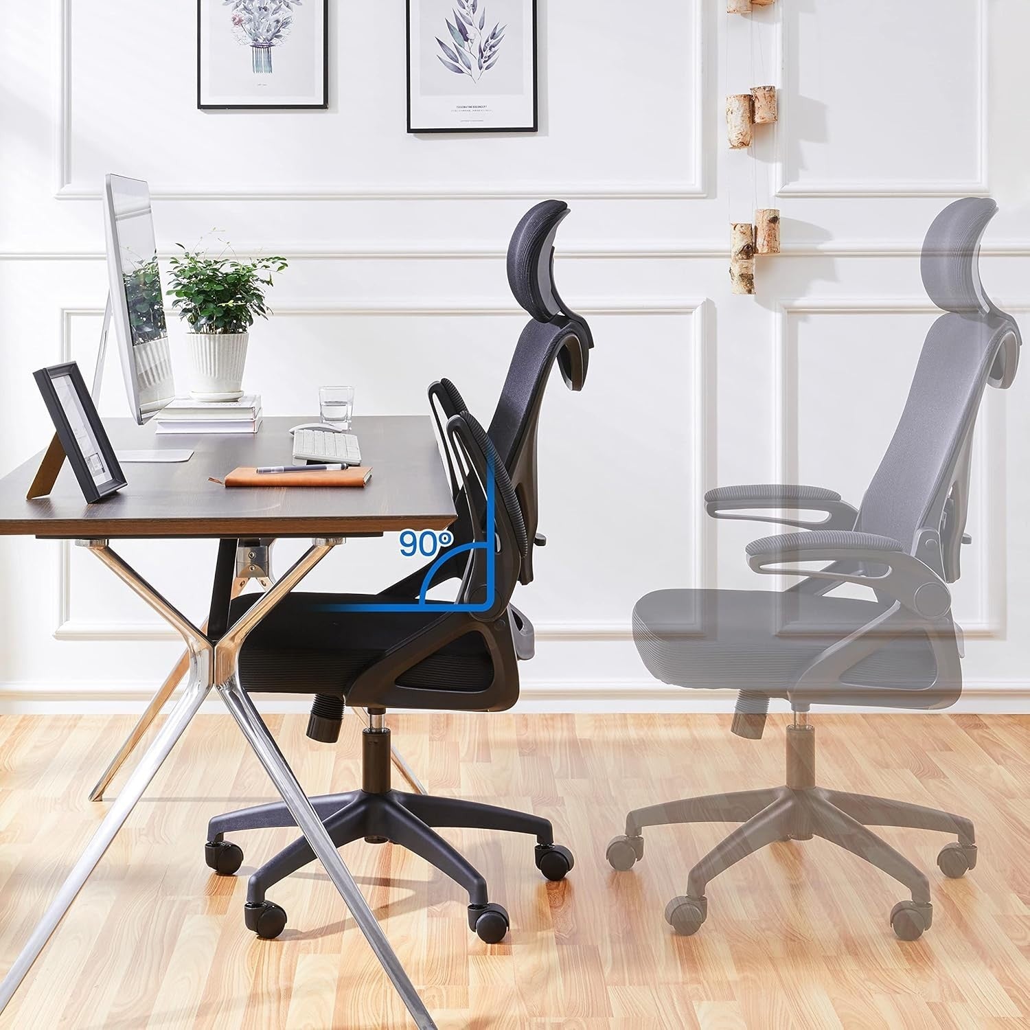 Ergonomic Mesh Office Desk Chair High Back Headrest Lumbar Support Black Rolling