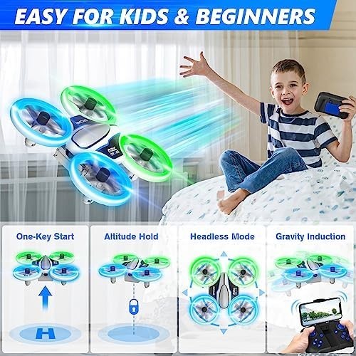 Mini Drone 720P HD Camera LED Light 3 Battery Headless Mode 3D Flip Green
