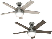 117CM Ceiling Fan, Matte Silver, 5-Blade, Light, Remote