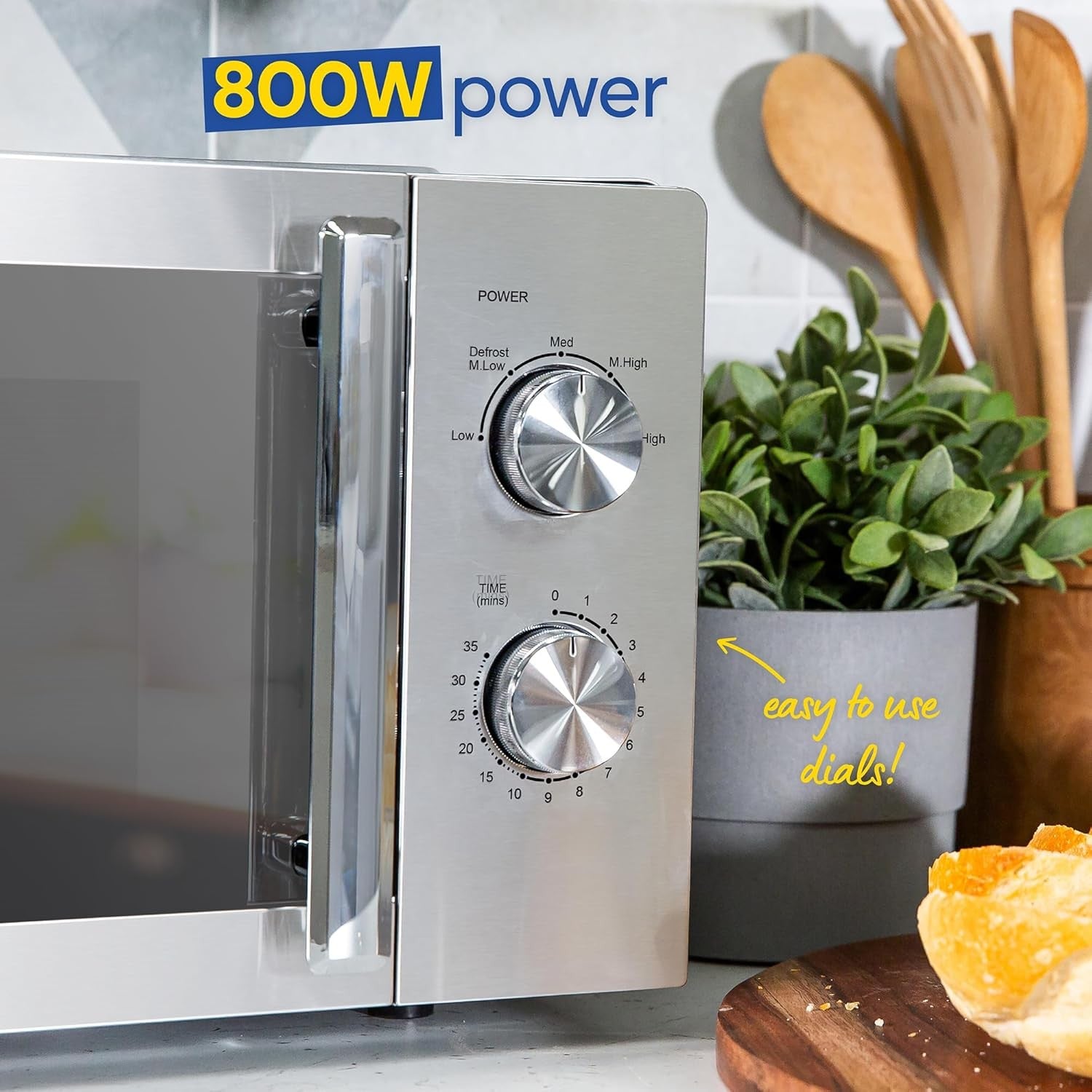 20L 800W Stainless Steel Microwave Manual 5 Power Defrost