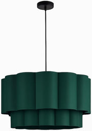 Grey Scalloped Drum Lampshade 48cm Wide Modern Ceiling Pendant Light