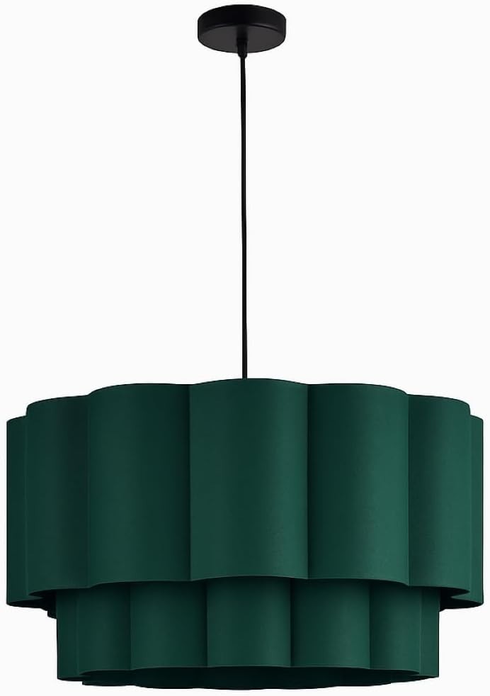 Grey Scalloped Drum Lampshade 48cm Wide Modern Ceiling Pendant Light