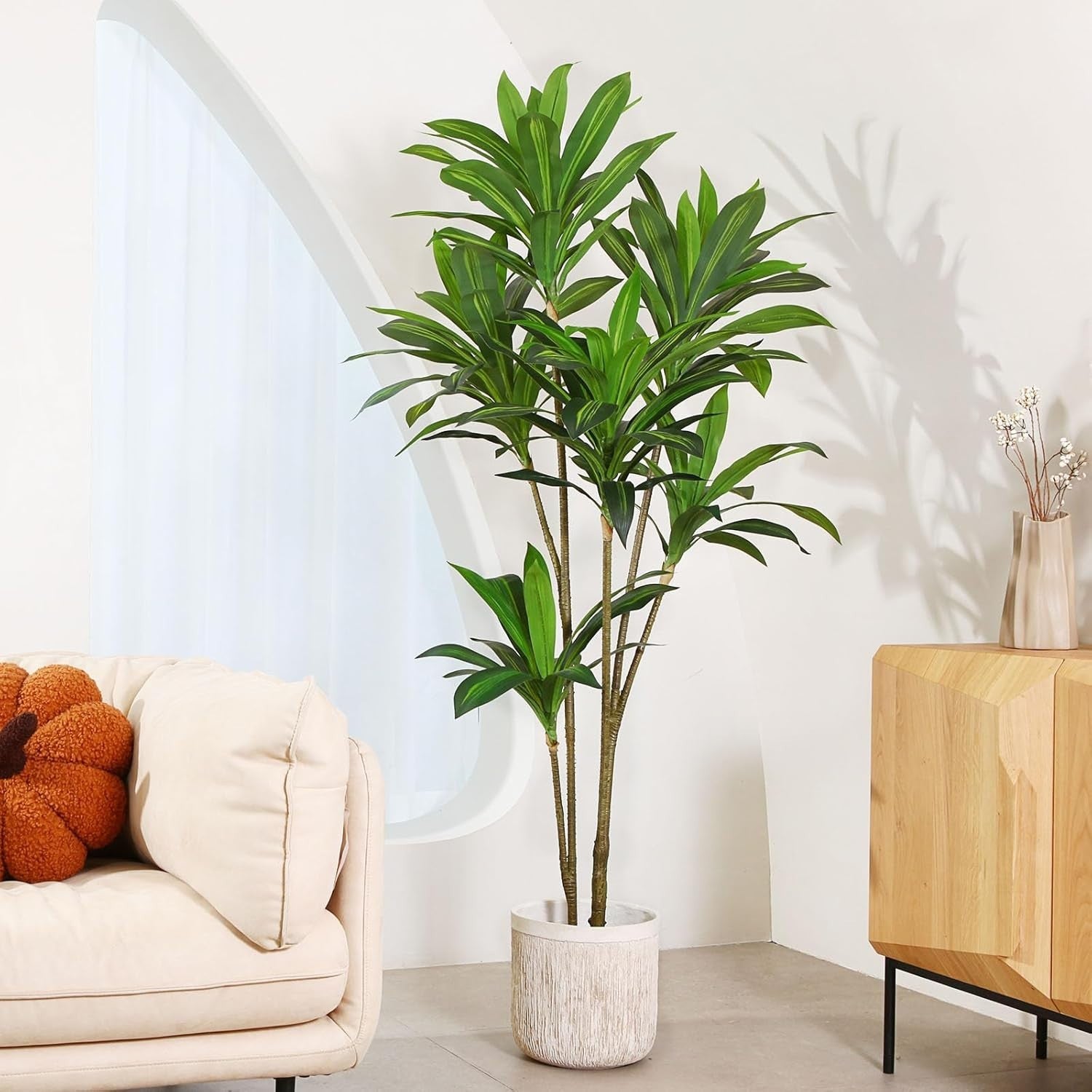 180cm Artificial Dracaena Tree Large Faux Plant in Plastic Pot Home Office Decor