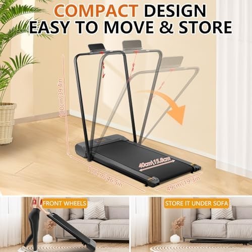 Chiidou Folding 3-in-1 Treadmill 0.6-7.5 mph Under Desk & Home Use