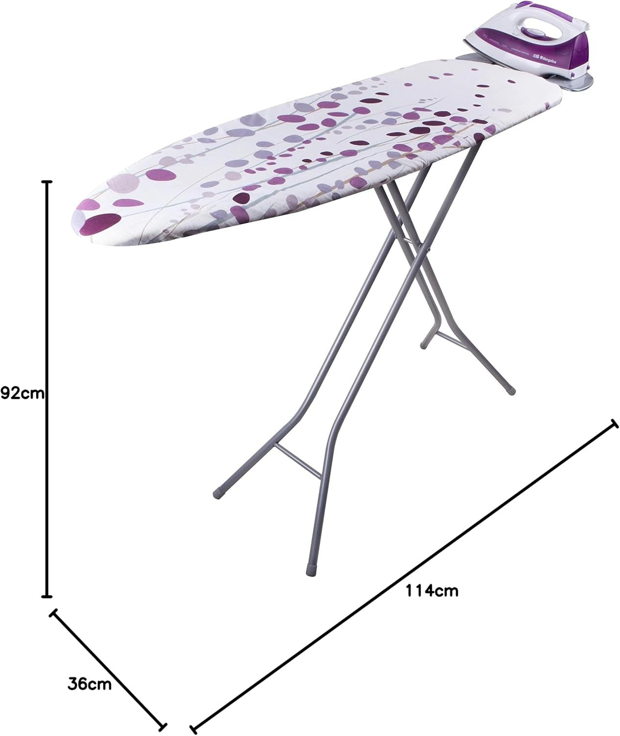 Ironing Board 114x36cm Height Adjustable Steel Frame Steam Station Ready
