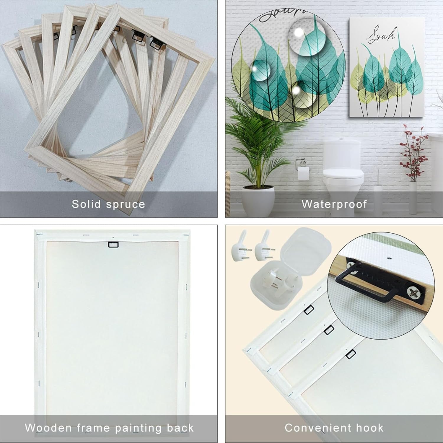 Minimalist Green Leaf Wall Art Set of 3 Canvas 12x16in