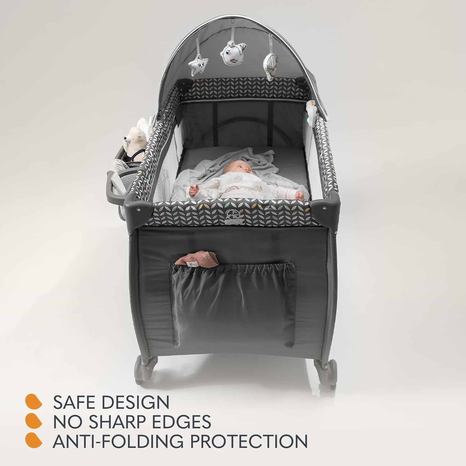 2-in-1 Portable Travel Cot & Baby Playpen with Changing Table & Canopy