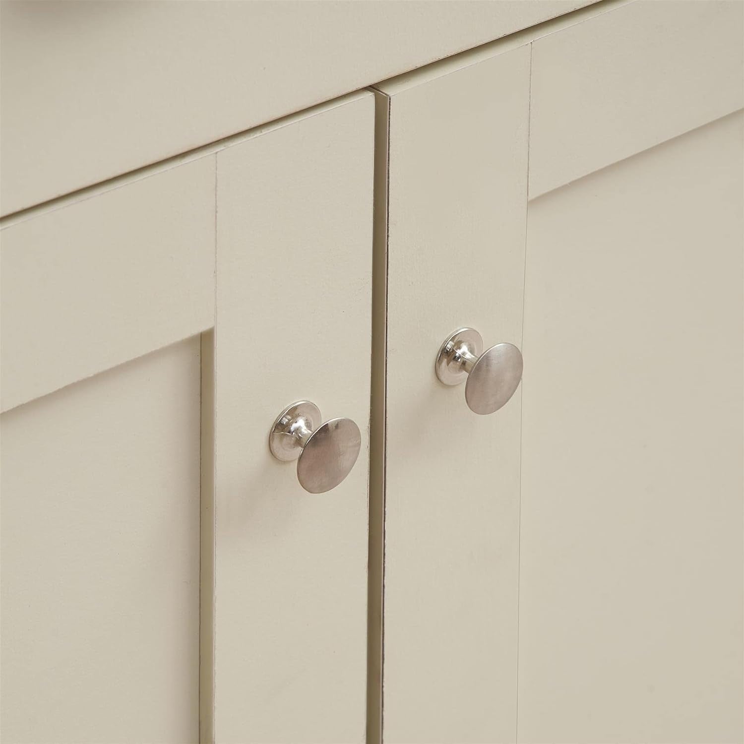 Compact Cream Oak Sideboard 2 Doors 2 Drawers Storage Cabinet Modern Wood