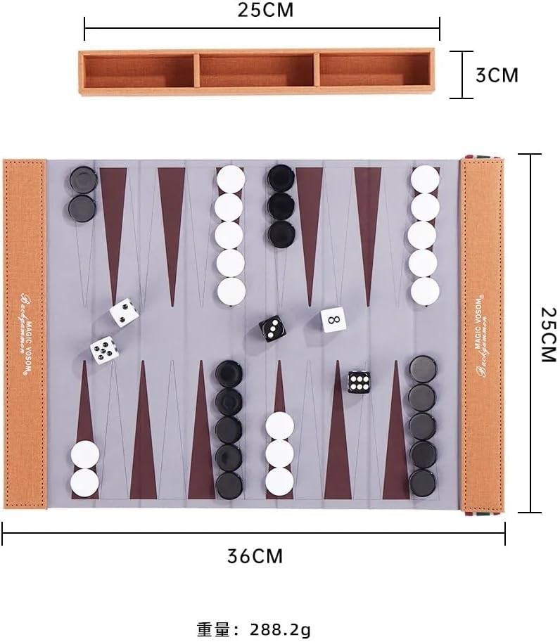Travel Backgammon Set Foldable Board Chess Checkers Portable Game for Adults