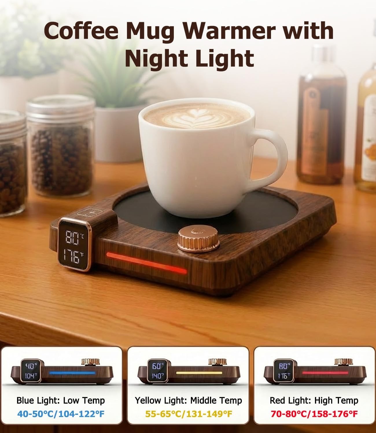 40W Coffee Mug Warmer 9 Temp 40-80°C 12H Timer LCD