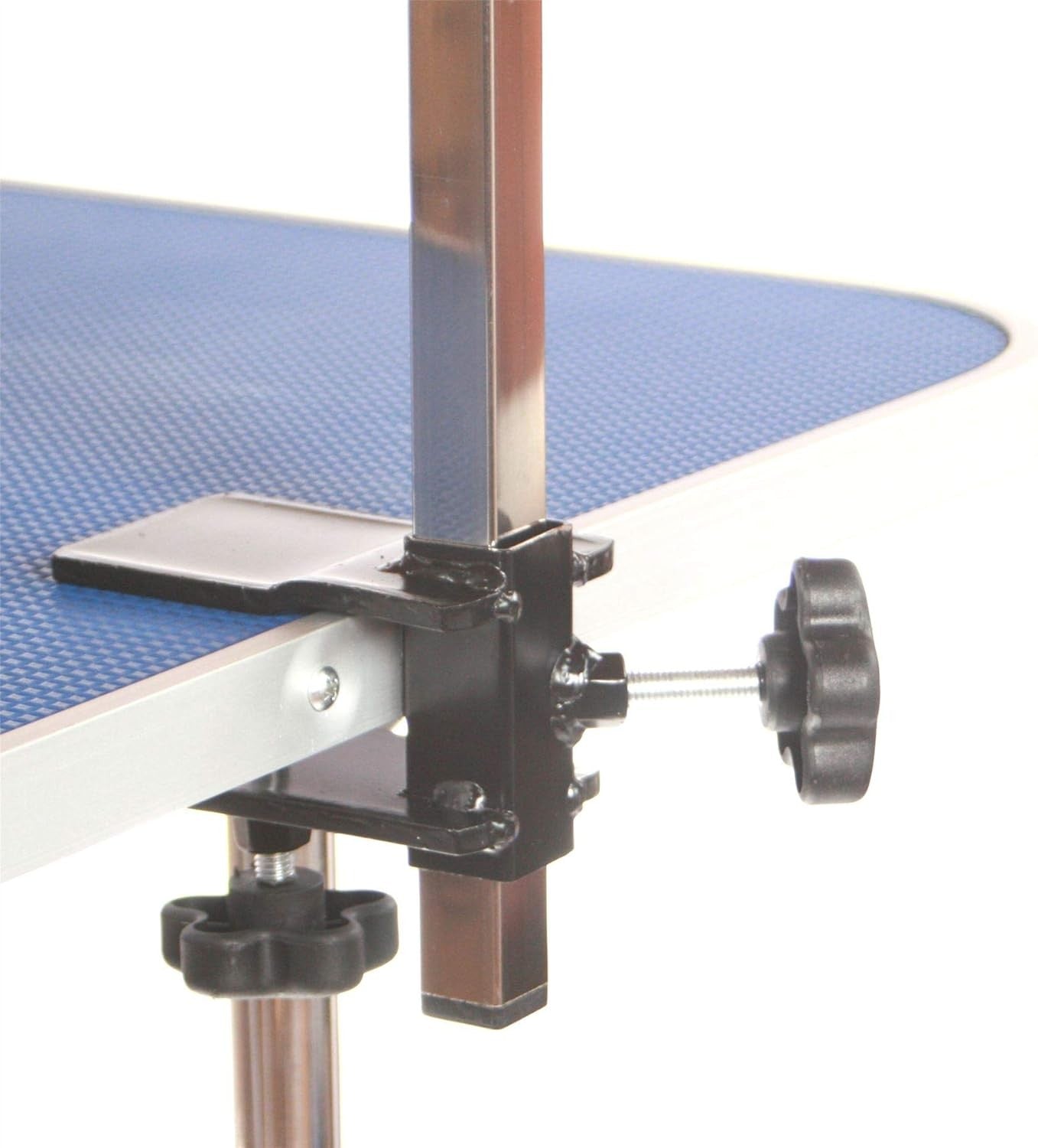 Dog Grooming Table Folding Stainless Steel Adjustable Arm Non Slip Blue