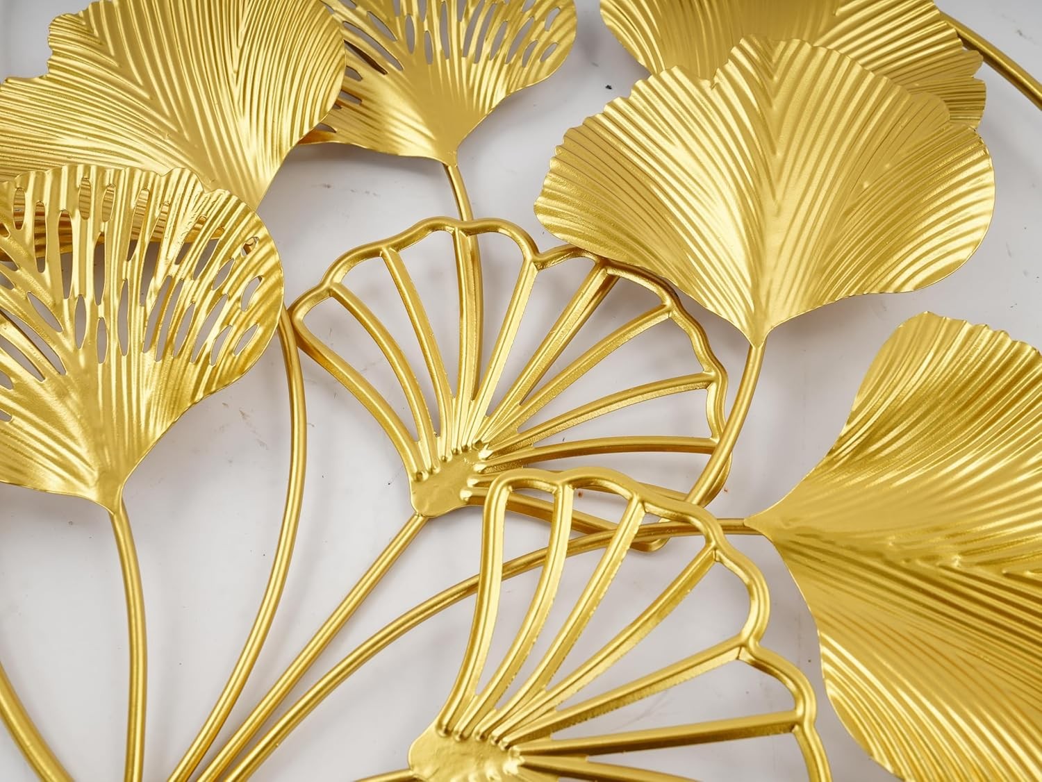 Gold Ginkgo Leaf Metal Wall Art 128x43cm 3D Decor