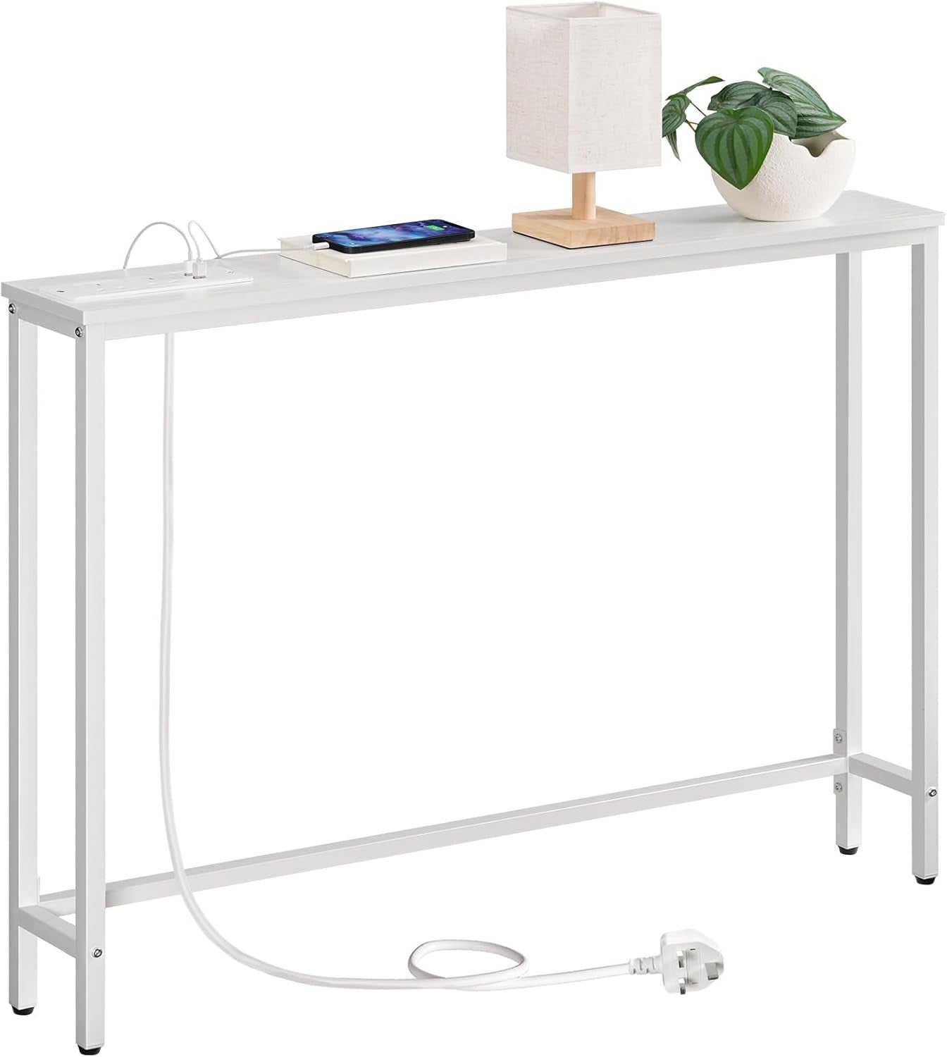 Slim Console Table with USB Ports & Power Outlets for Hallways