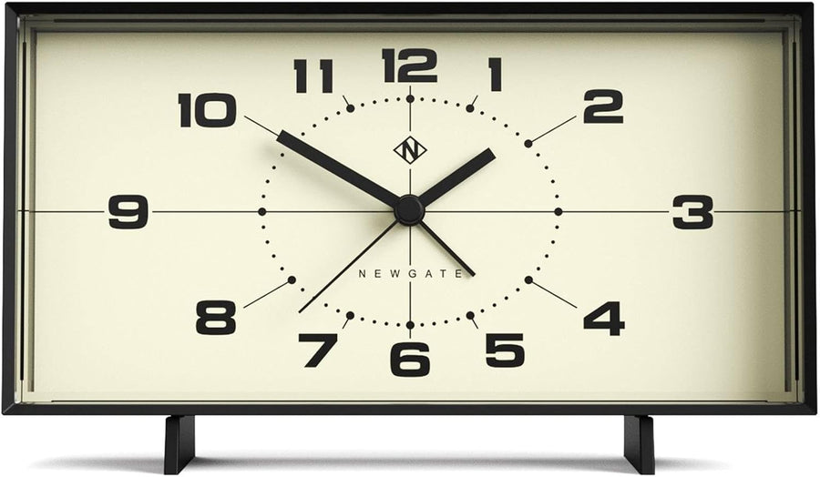 Retro Rectangular Alarm Clock Analogue Bedside Desk Mantel Black Cream