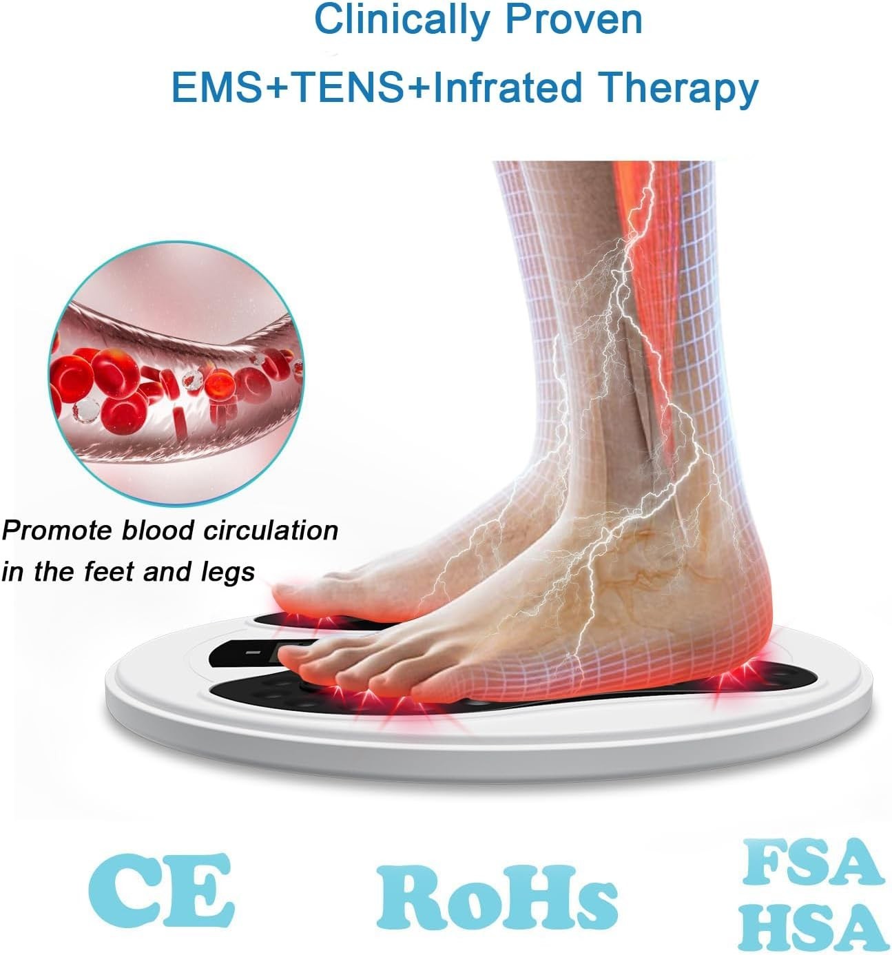 Blood Circulation Foot Massager with EMS TENS & Infrared Light Therapy