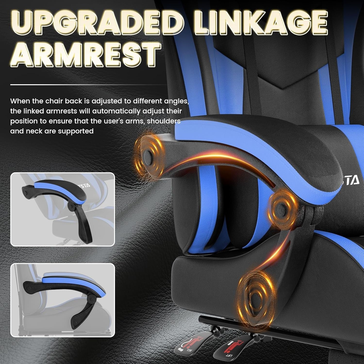 Ergonomic Gaming Chair with Footrest & Lumbar Support – Black Blue PC Seat
