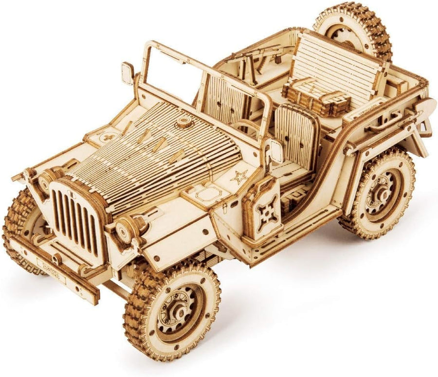 3D Wooden Army Jeep Model Kit 369 Piece DIY Vehicle Puzzle Gift