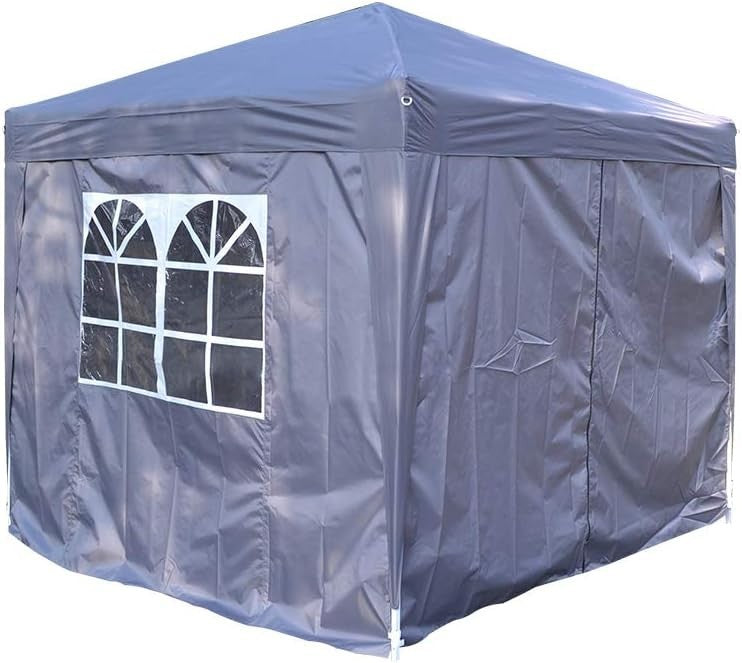 2.5x2.5M Grey Pop Up Gazebo With Sides Waterproof Outdoor Garden Party Tent