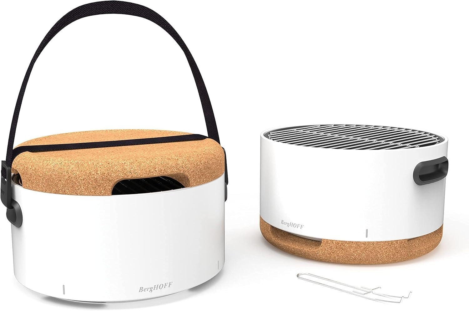 Portable Tabletop Charcoal BBQ Grill with Cork Lid Lightweight Outdoor