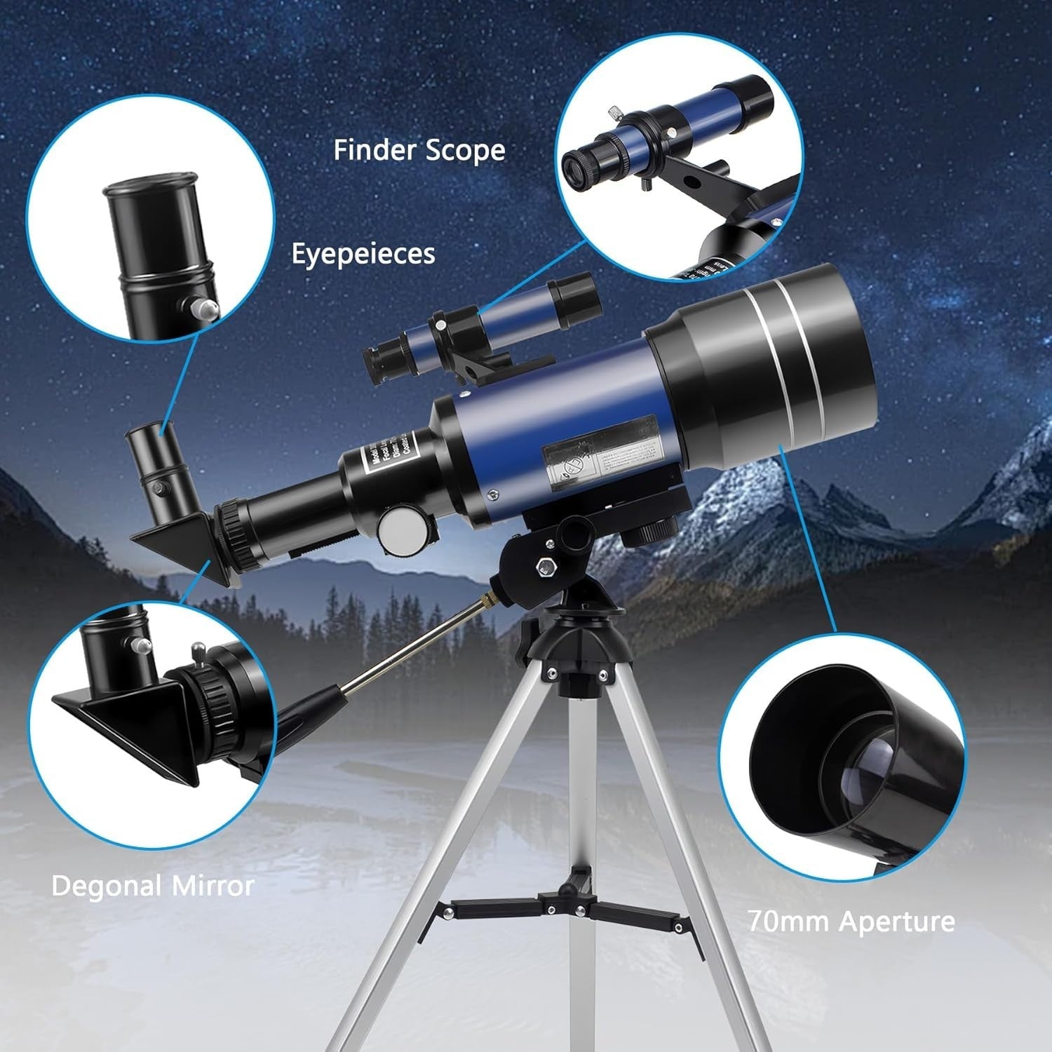 70mm Beginner Telescope for Kids & Adults with Tripod & Phone Adapter