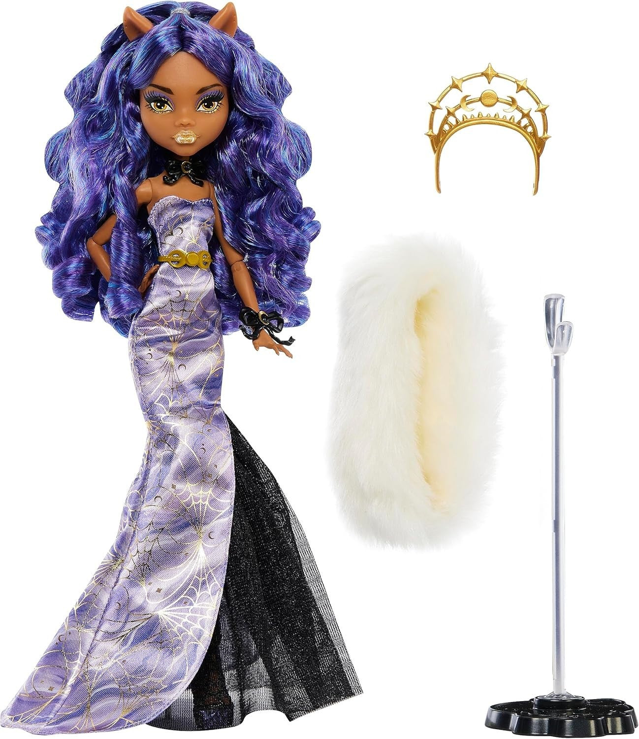 Winter Ball Collector Fashion Doll Lavender Gown Faux Fur Boa