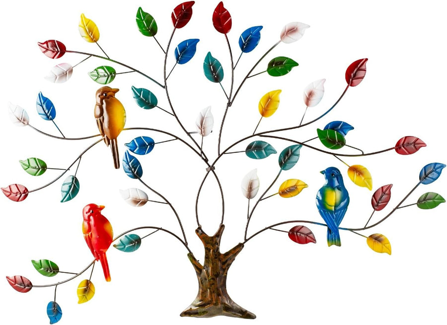 27" Tree of Life Metal Wall Art Outdoor Garden Bird Decor