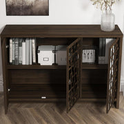 Mirrored Sideboard 3 Door Walnut Storage Cabinet Modern Hallway