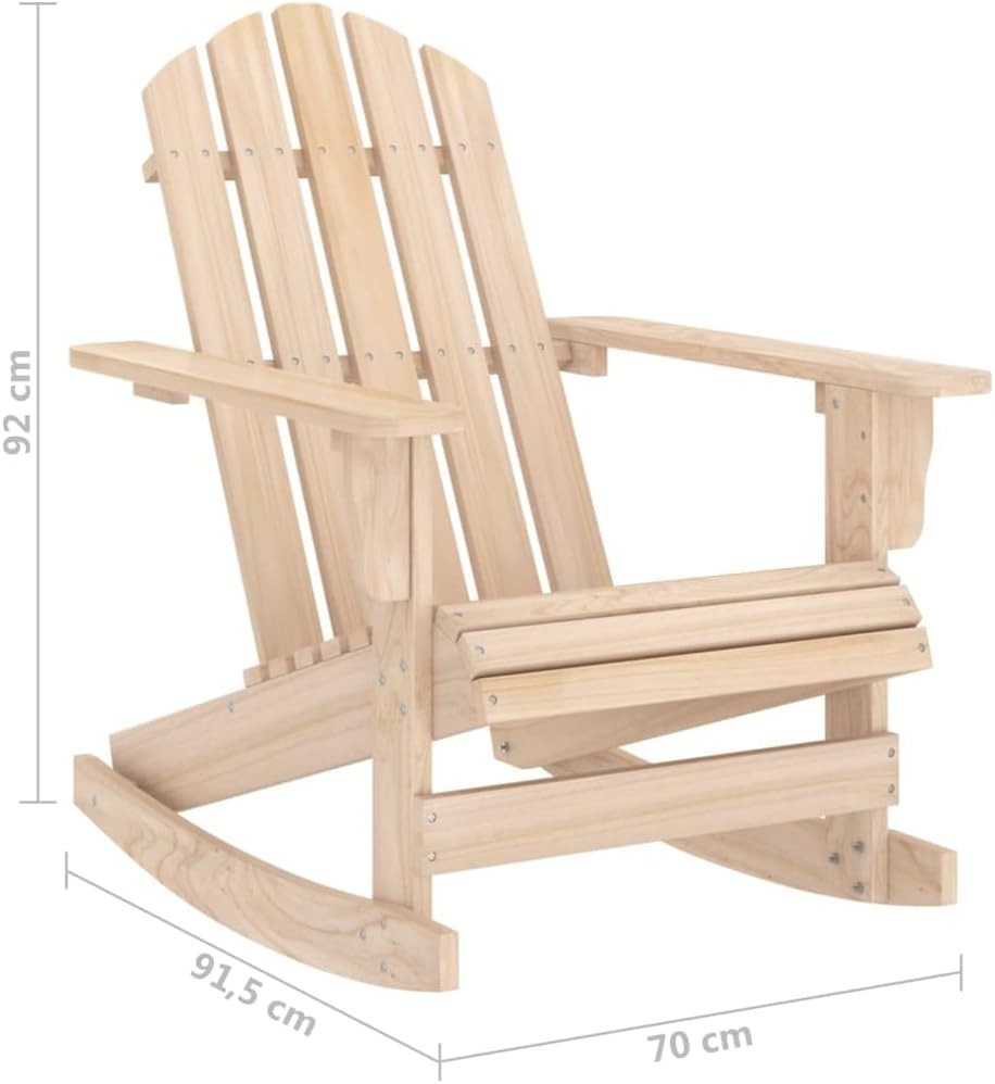 Outdoor Wooden Adirondack Rocking Chair with Armrests, Weatherproof Patio Seat