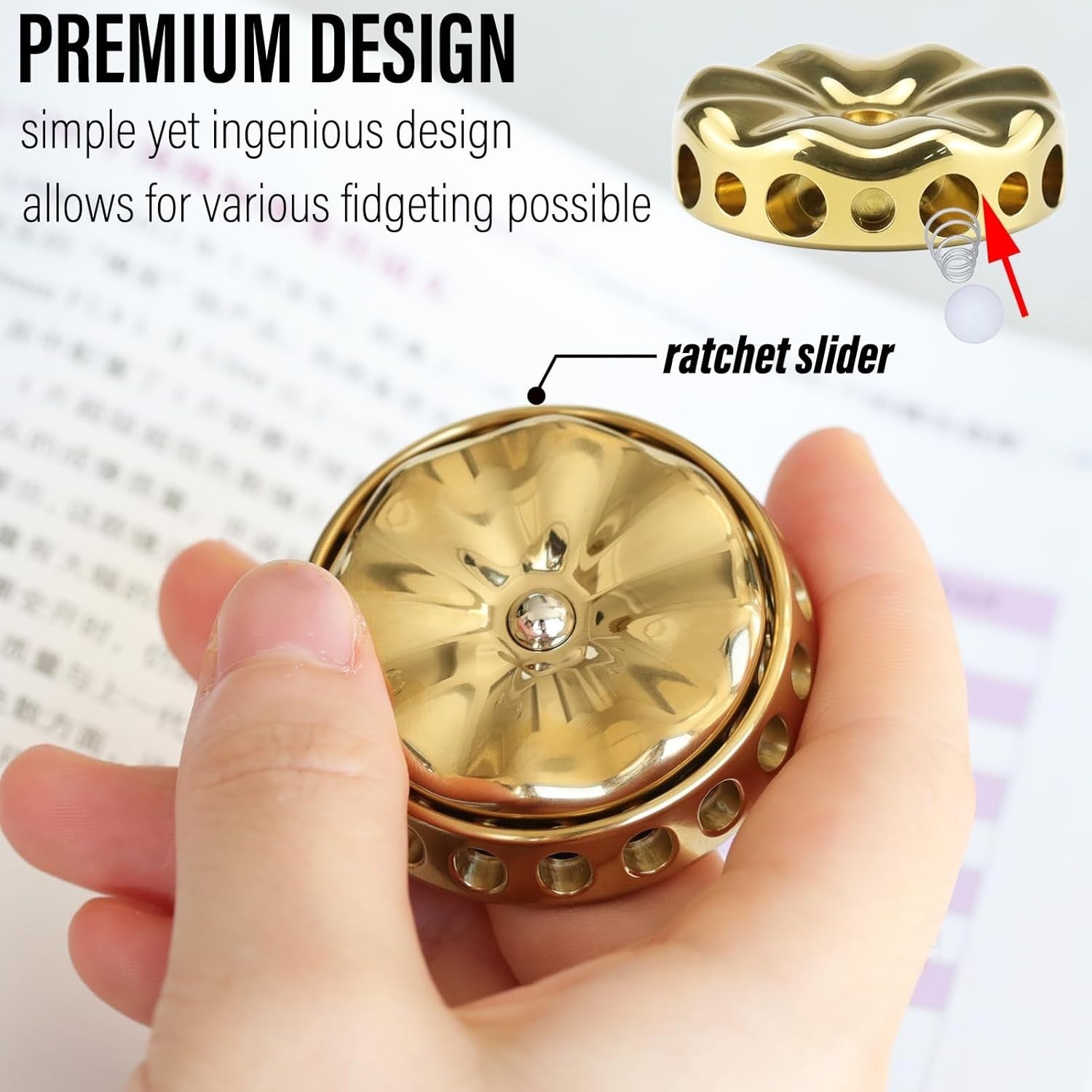 Gold Flower Metal Fidget Spinner Silent DIY Coin Top Slider
