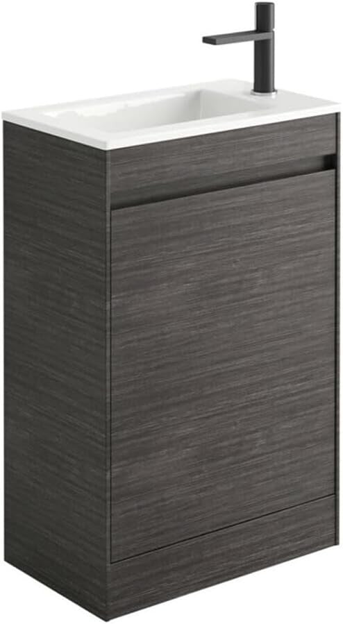 550mm Dark Oak Floor Standing Vanity Unit with Ceramic Basin & Soft Close Door