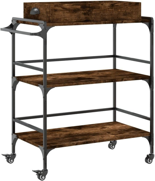 Kitchen Trolley Cart on Wheels Storage Rack with Shelves Towel Rail