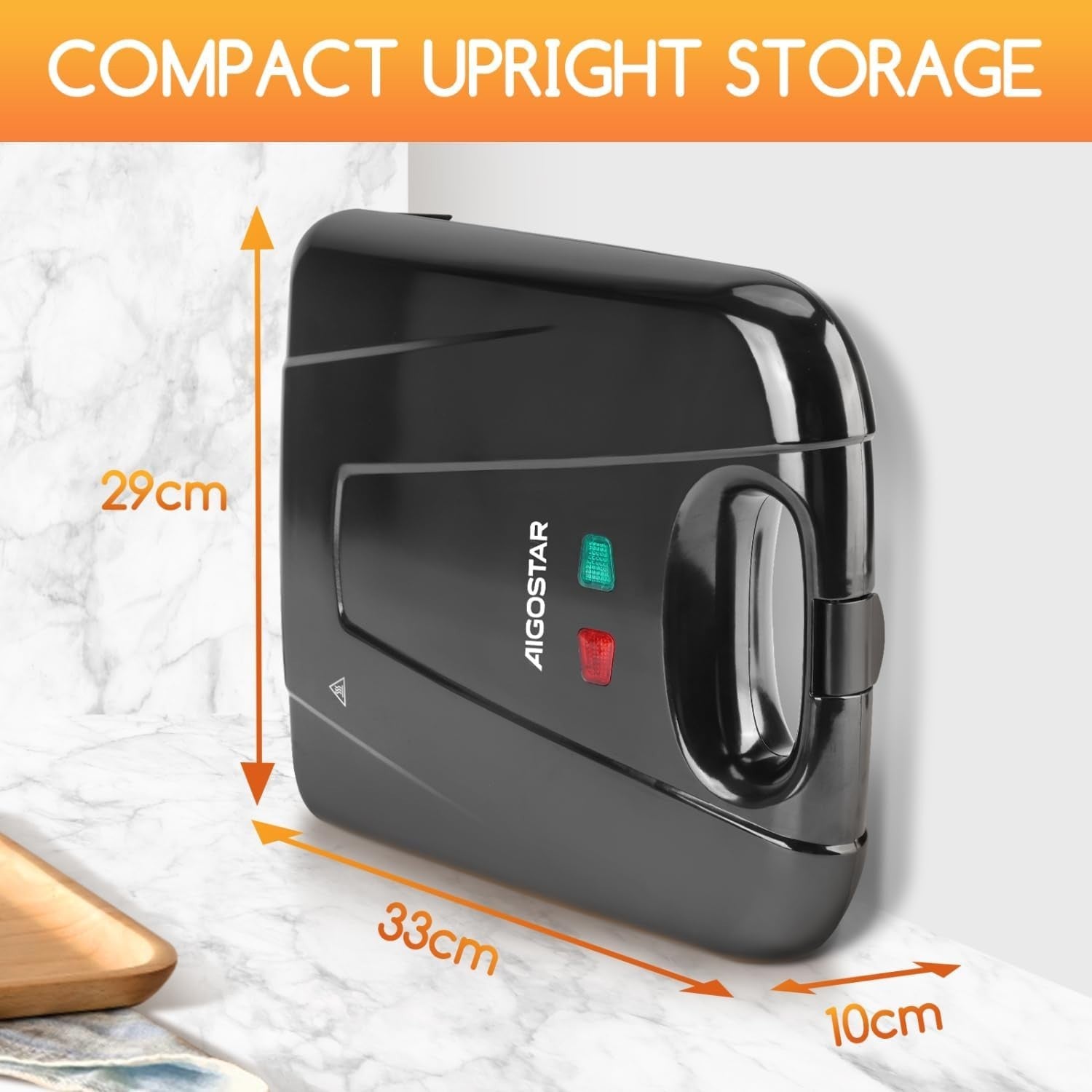 4-Slice Sandwich Maker 28x22.5cm Non-Stick Toastie Grill Fast Heating