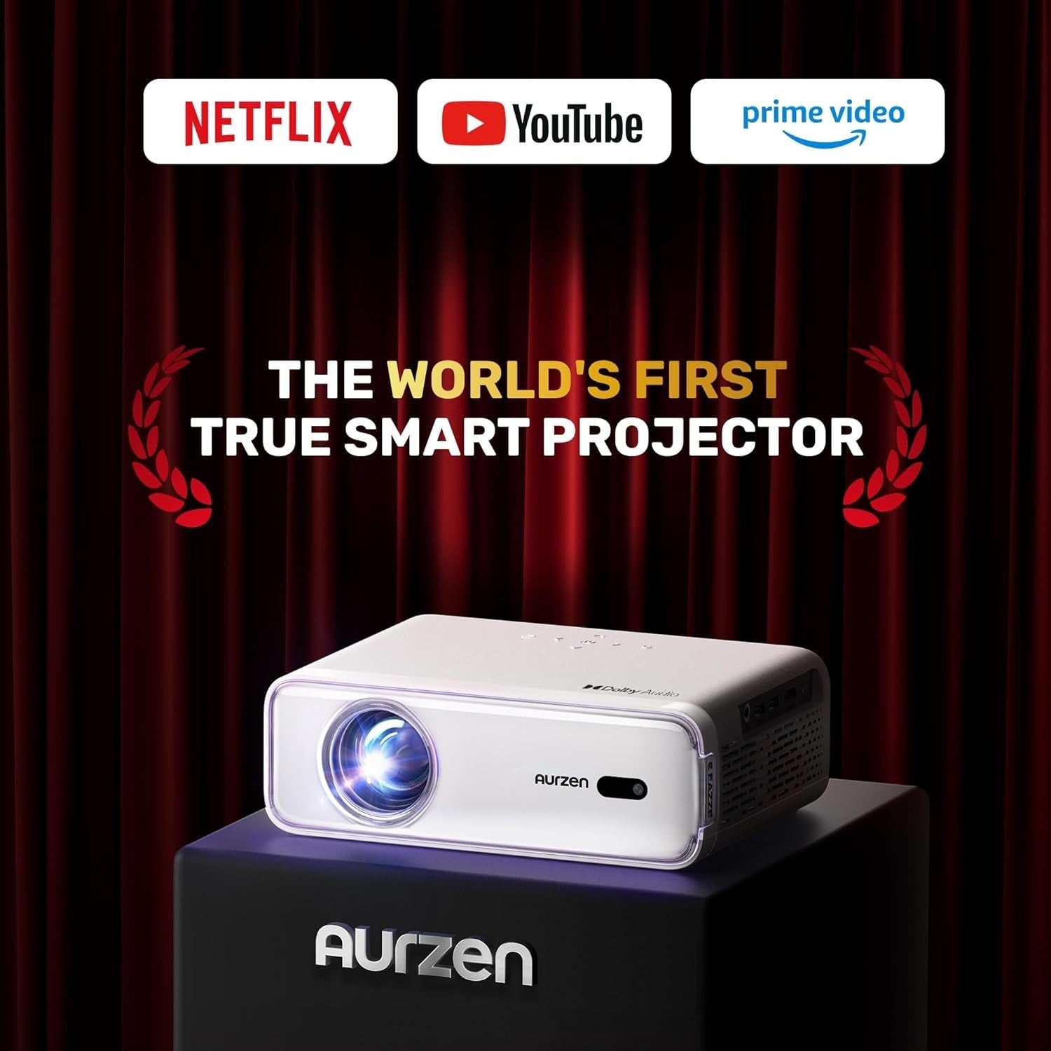 Netflix Smart 1080P Projector 4K HDR Dolby Audio Auto Focus WiFi
