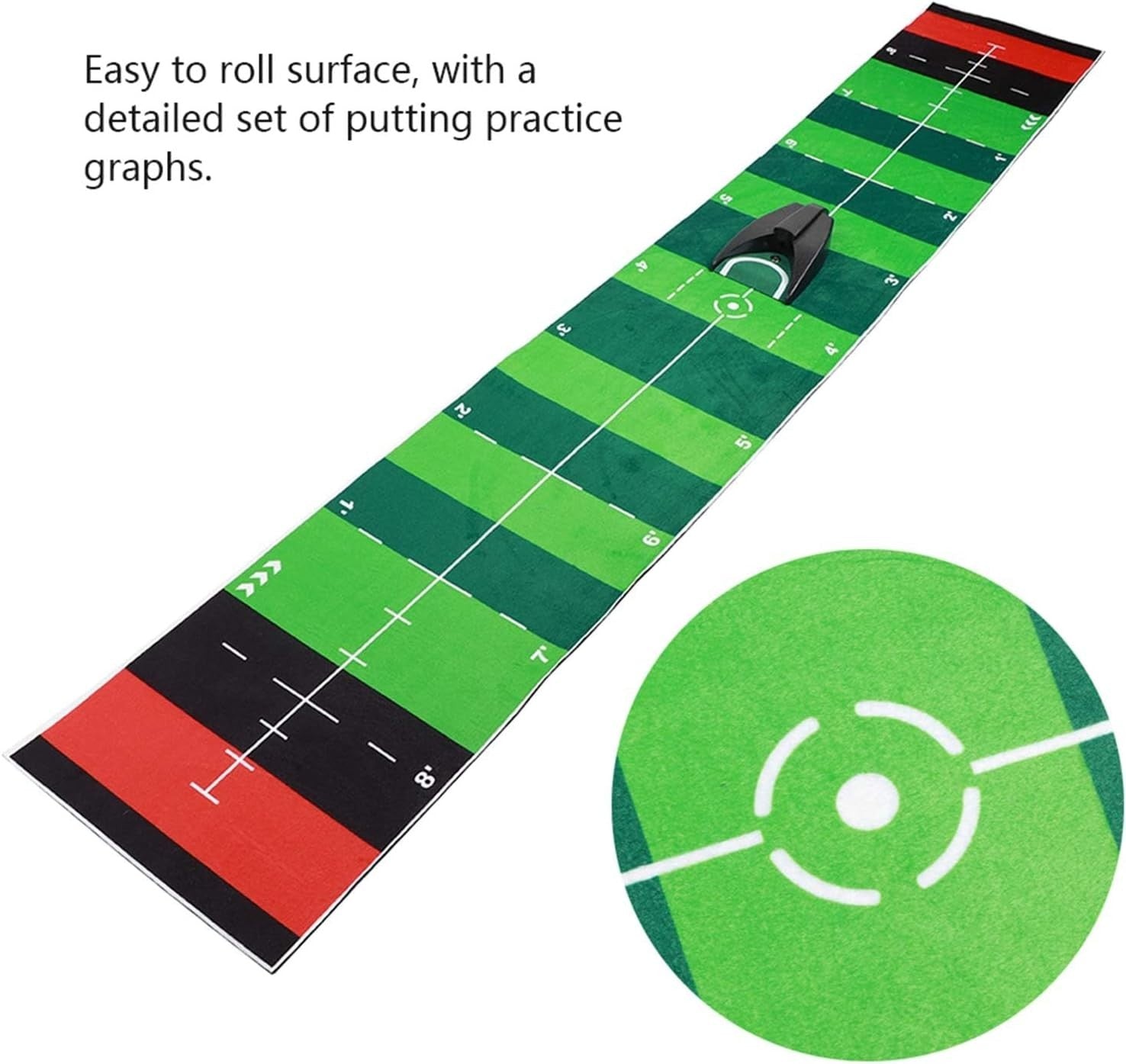 Indoor Golf Putting Mat 53" Trainer Practice Mat w Ball Return Alignment