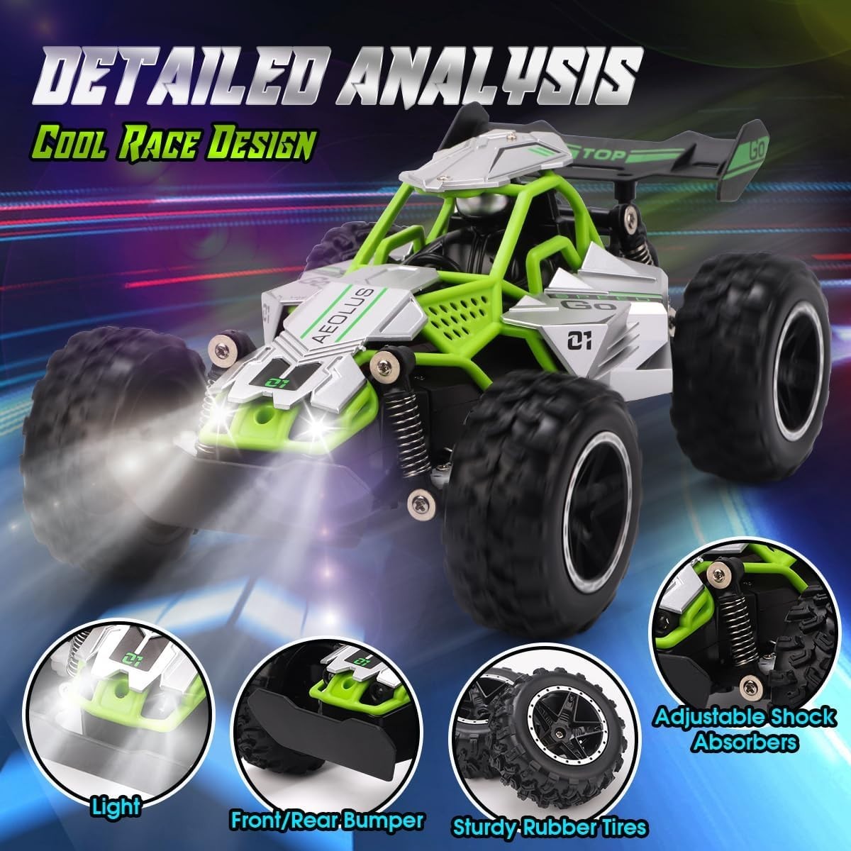 1:18 Scale High Speed Off-Road RC Car 2.4GHz Remote Control Toy for Kids