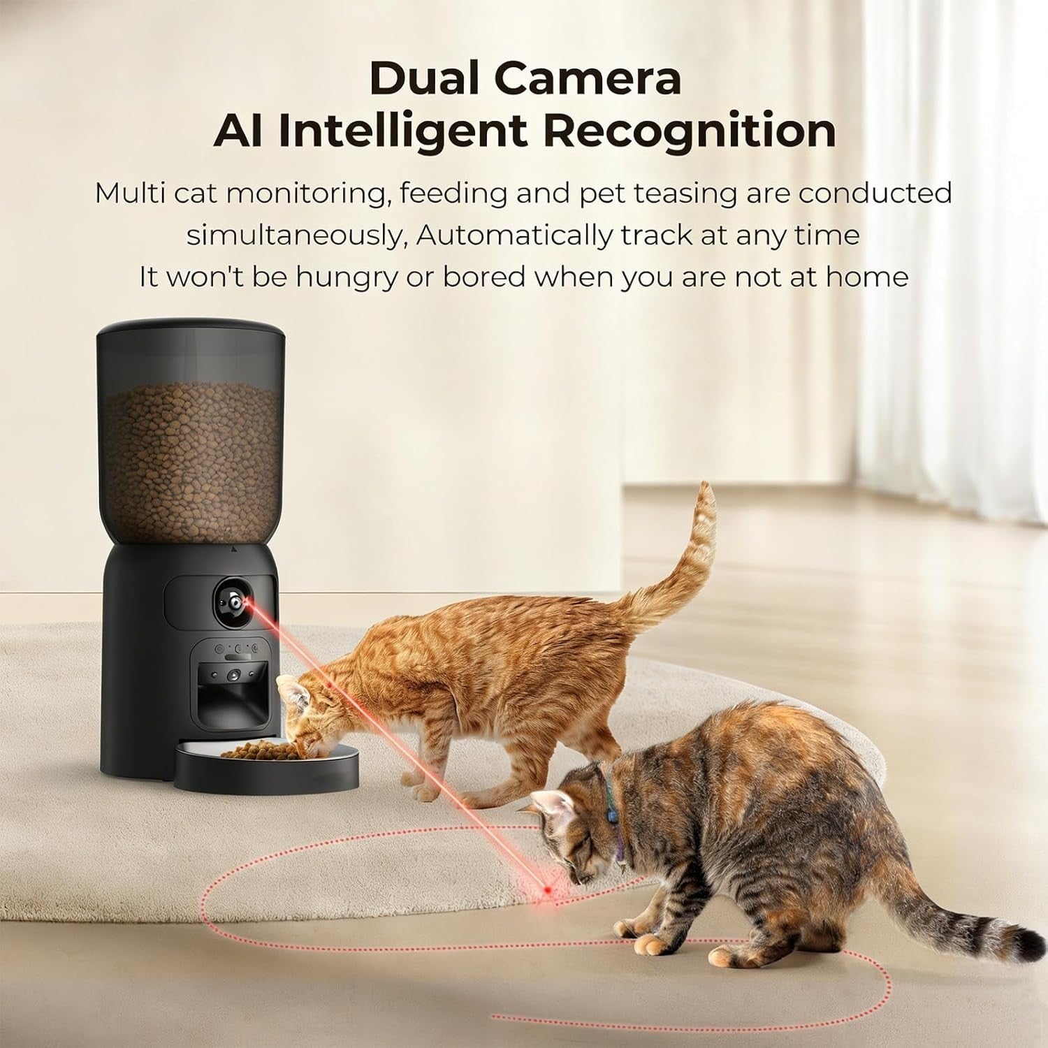 Smart Cat Feeder Dual Camera 1080P WiFi App Control 6L Auto Feeder