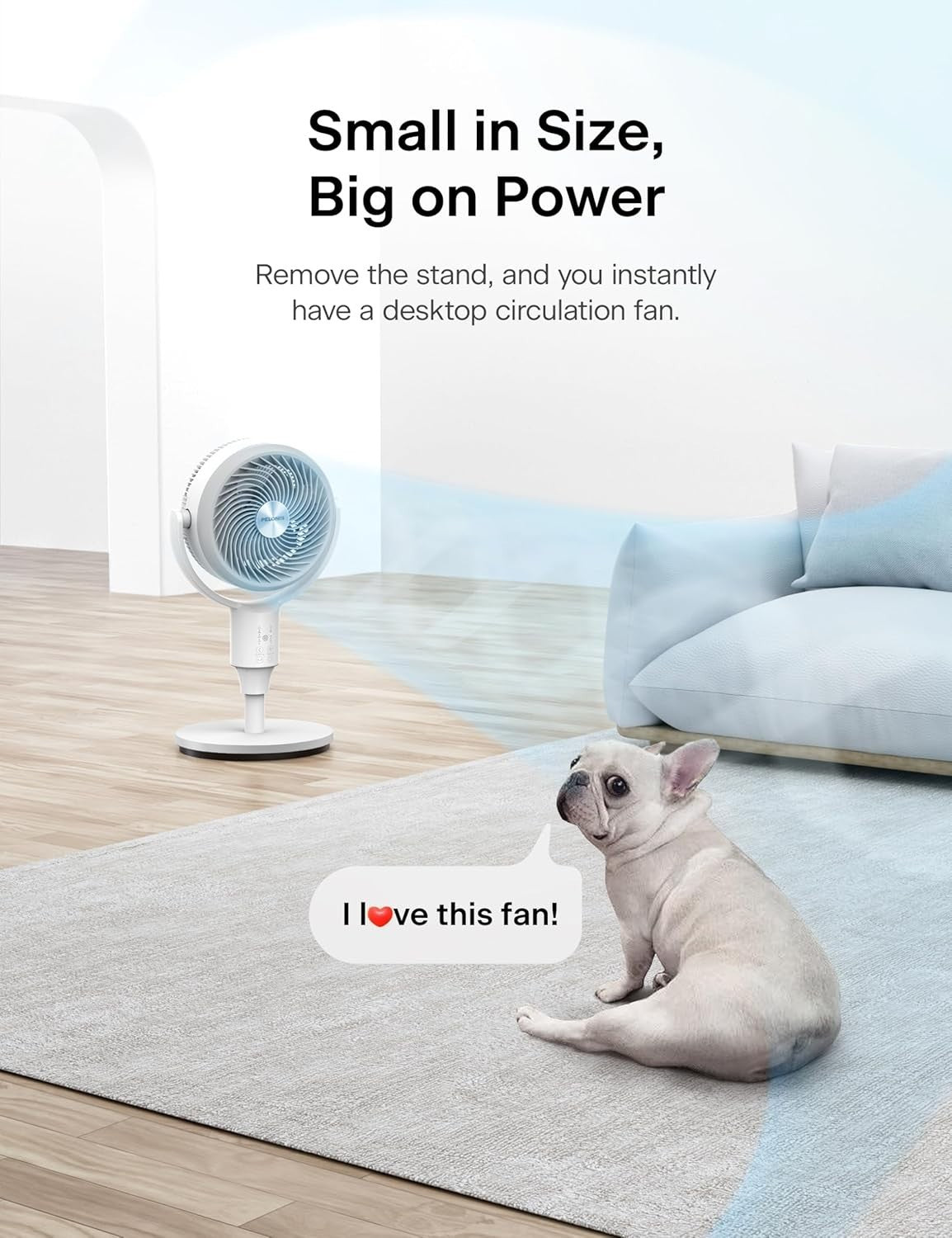 Adjustable Standing Fan White – 3-Speed Quiet Oscillating Air Circulator Remote
