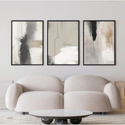 Abstract Canvas Wall Art Set of 3 Beige Black 50x70cm Prints