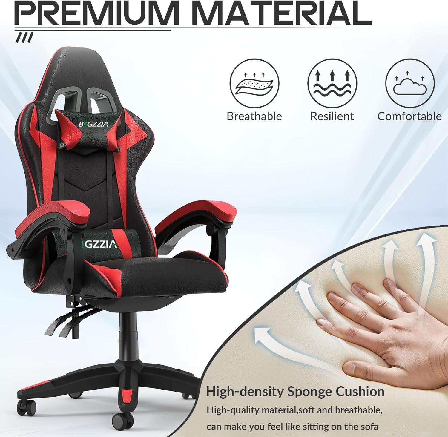 Ergonomic Gaming Chair Red Reclining Office Chair w/ Lumbar