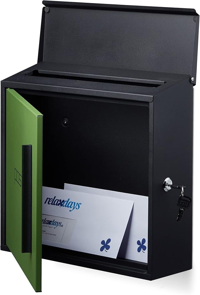 Wall Mounted Steel Letterbox Lockable DIN A4 Slot Modern Weatherproof Postbox