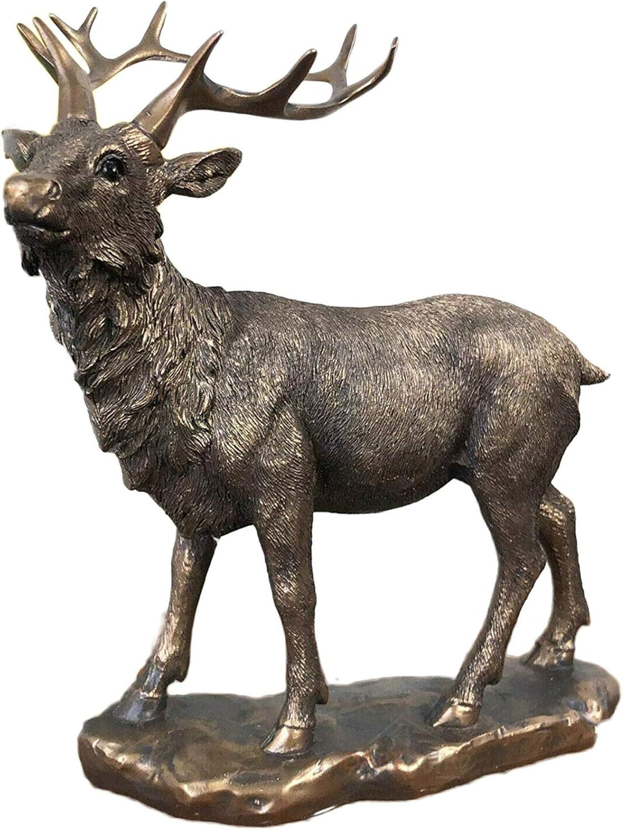 Luxury Bronze Stag Deer Sculpture Ornament Resin Figurine Home Decor Gift