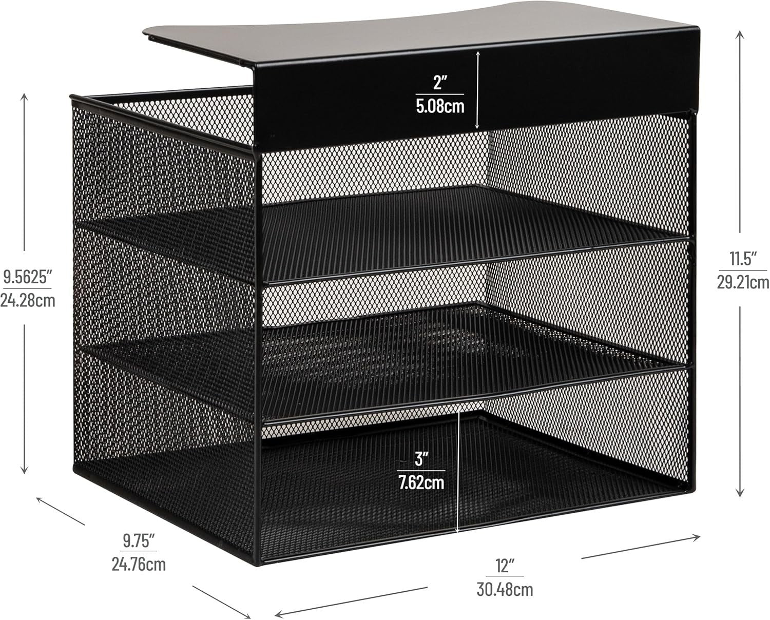 Under Desk Hanging File Organizer | Laptop, Folder, Notebook Storage, Black
