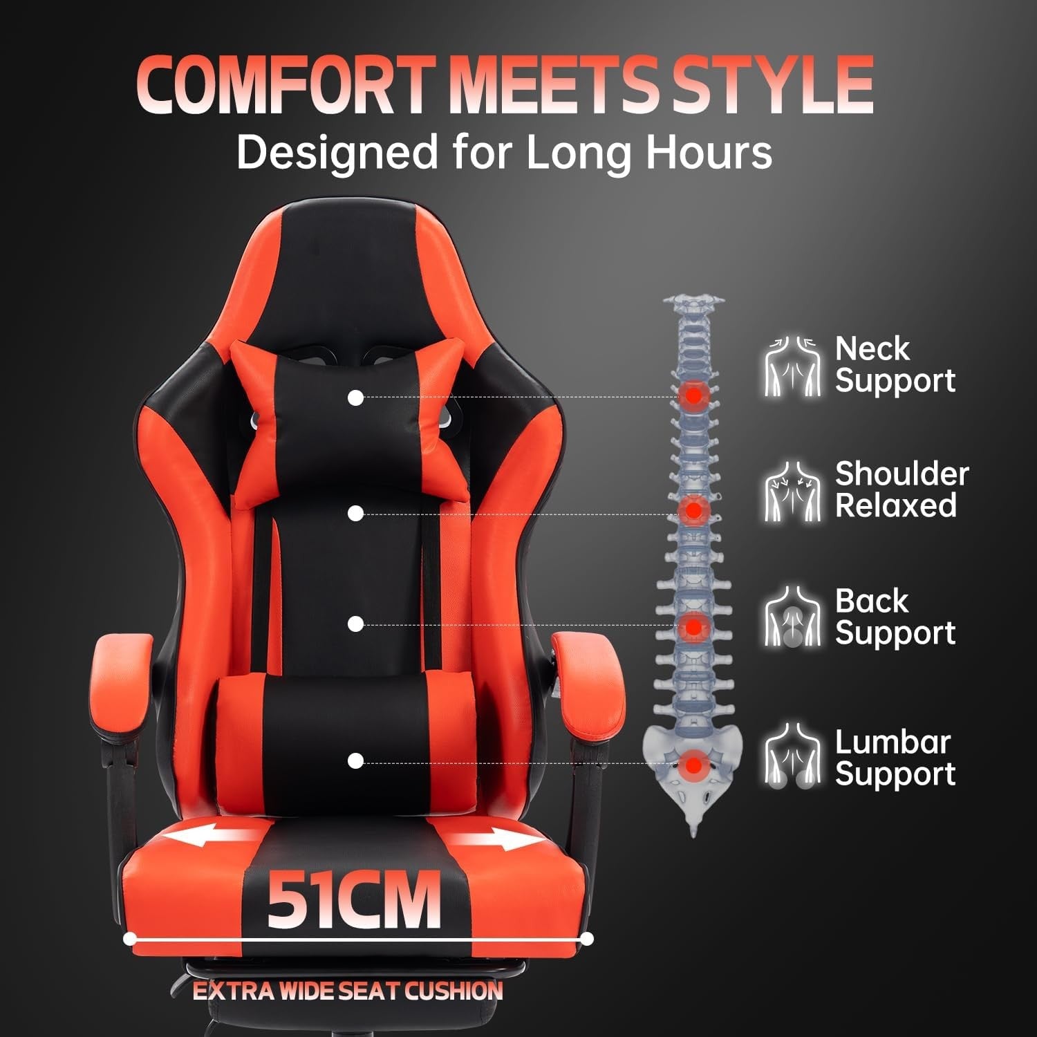 Ergonomic Gaming Chair Recliner Swivel Desk Chair Lumbar Support