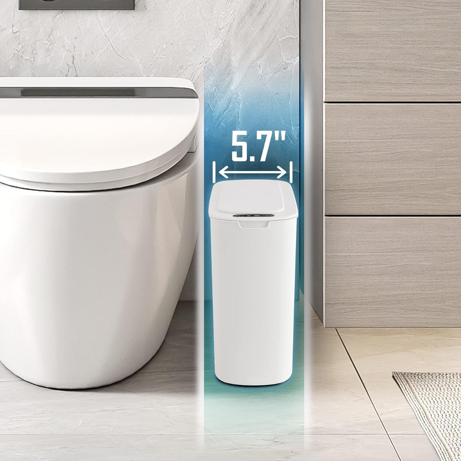2.6G Touchless Motion Sensor Trash Can | Smart Bathroom Waste Bin