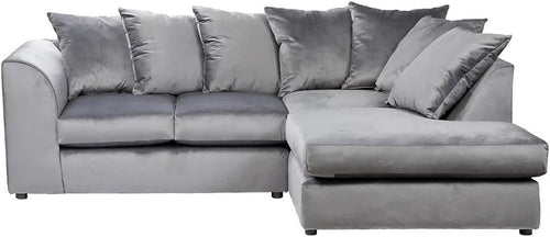 Grey RHS Corner Sofa Plush Velvet 3+2 Seater Set – Comfy, Washable, Modern
